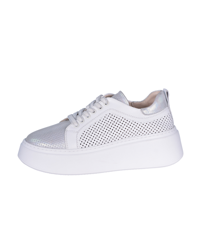 Women's white-silver sneakers 2602