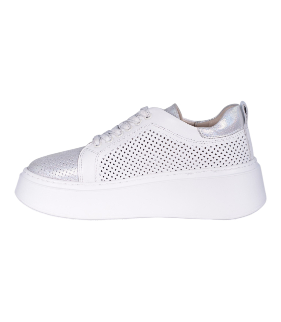 Women's white-silver sneakers 2602
