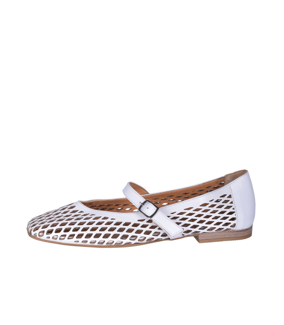 Women's white court shoes with a mesh pattern G064 00301 col. 6012