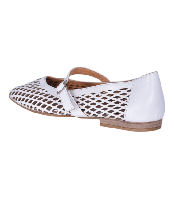 Women's white court shoes with a mesh pattern G064 00301 col. 6012