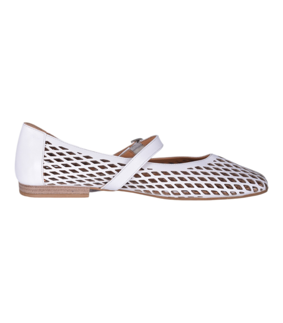 Women's white court shoes with a mesh pattern G064 00301 col. 6012