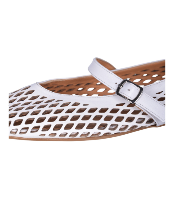 Women's white court shoes with a mesh pattern G064 00301 col. 6012