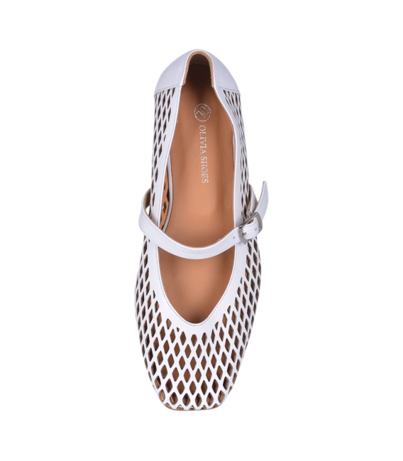 Women's white court shoes with a mesh pattern G064 00301 col. 6012