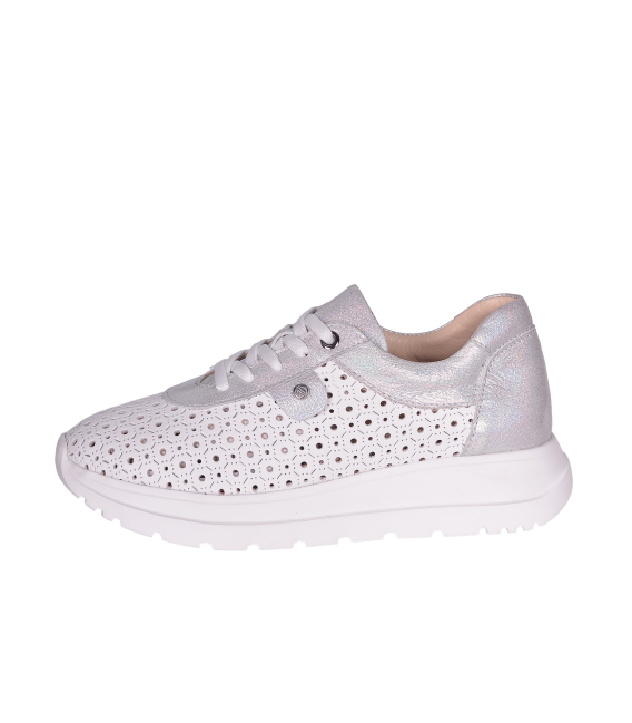 Women's perforated white-silver sneakers 2770