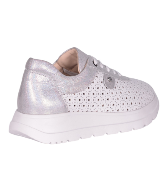 Women's perforated white-silver sneakers 2770
