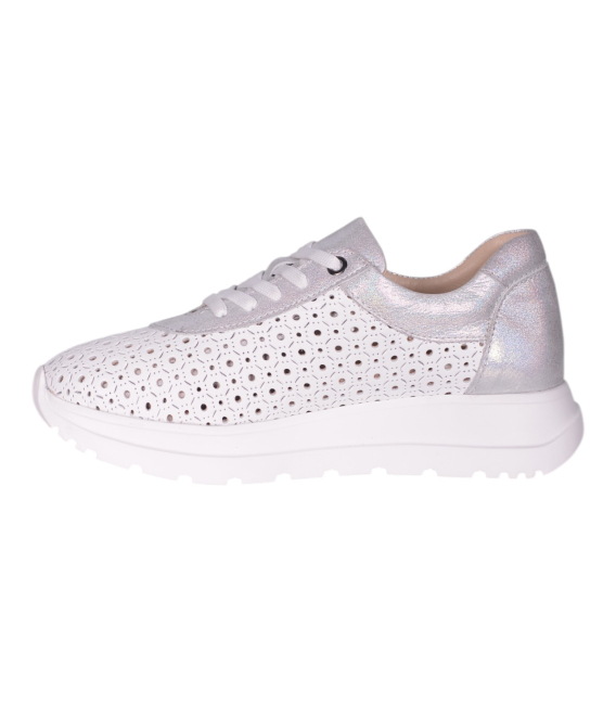 Women's perforated white-silver sneakers 2770