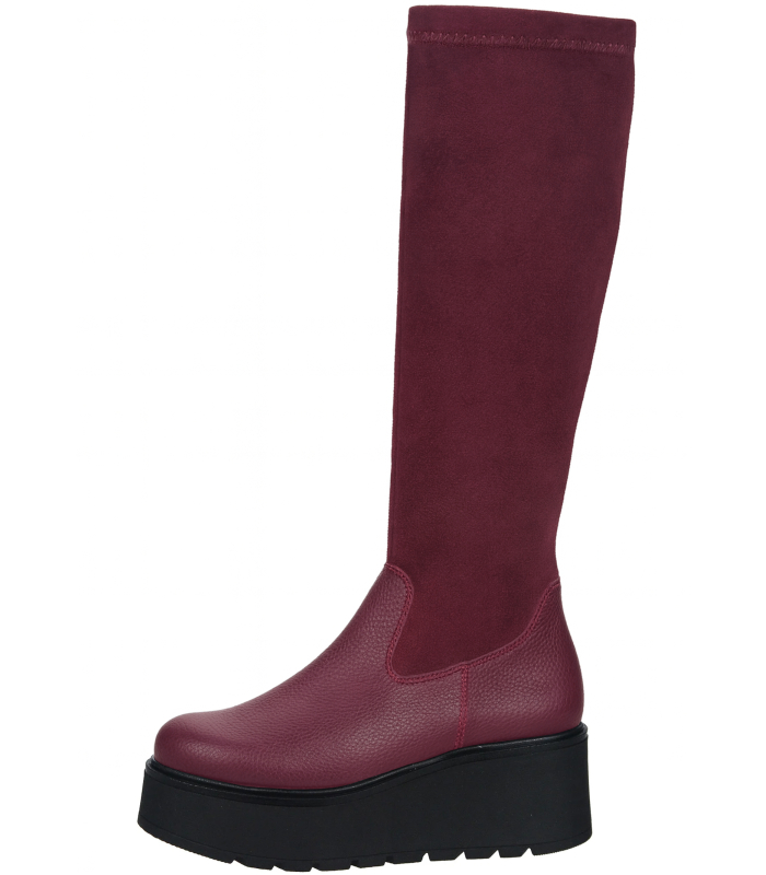 Burgundy platform boots with saree DCI2405