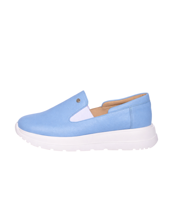 Blue leather slip-on loafers DTE054