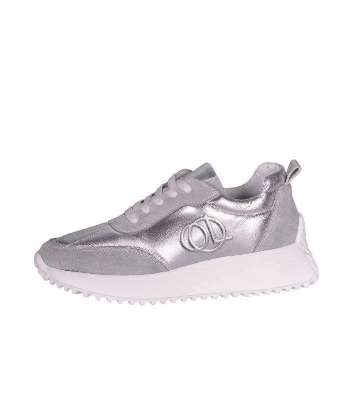 Women's comfortable silver sneakers 842-905