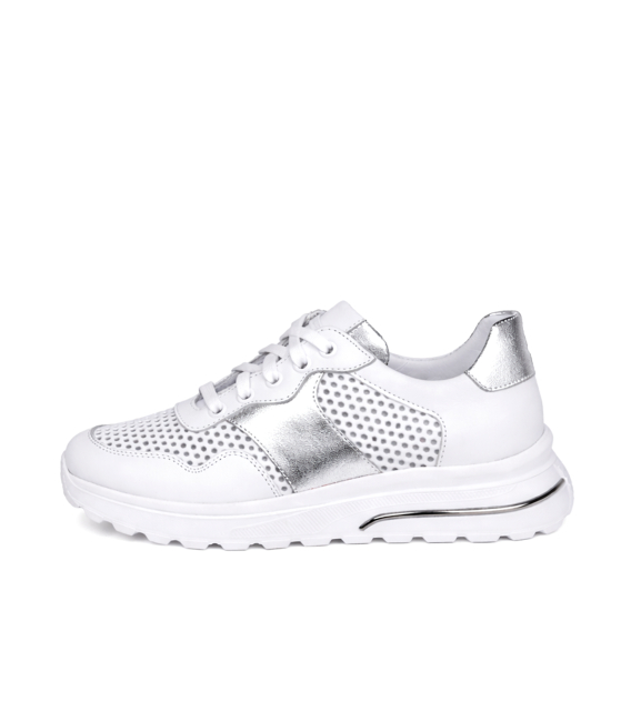Women's perforated comfortable white sneakers 055.948