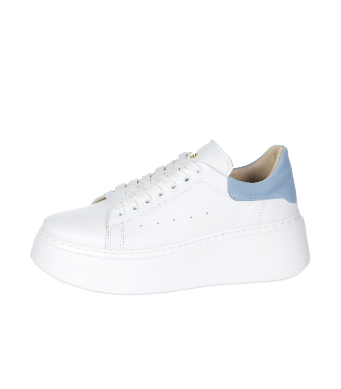 White sneakers with blue heel n408s2