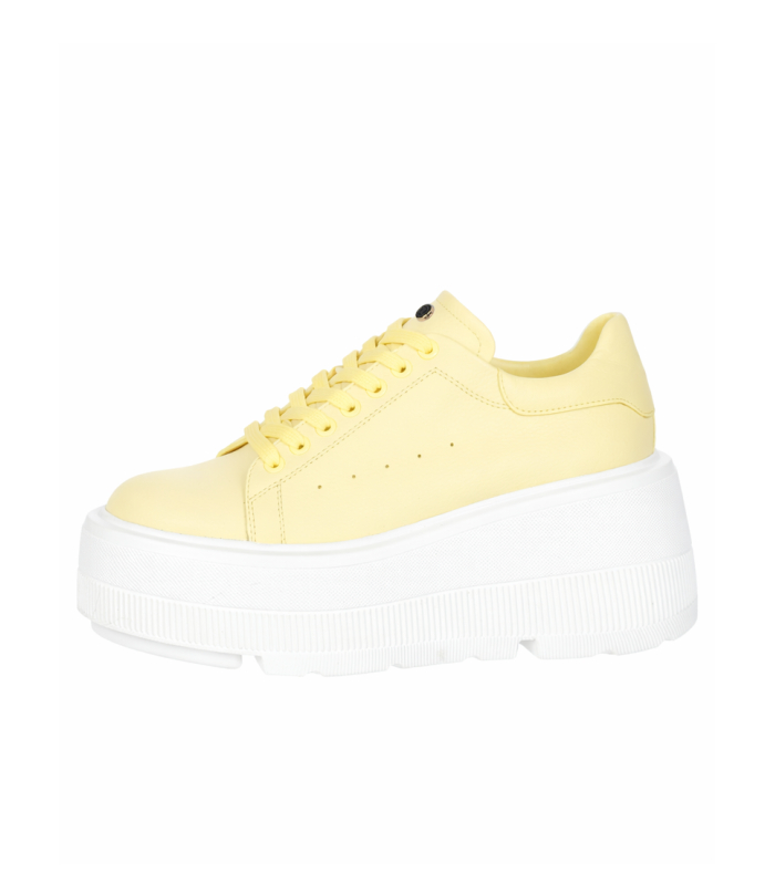 Leather yellow sneakers on maxi sole 2528
