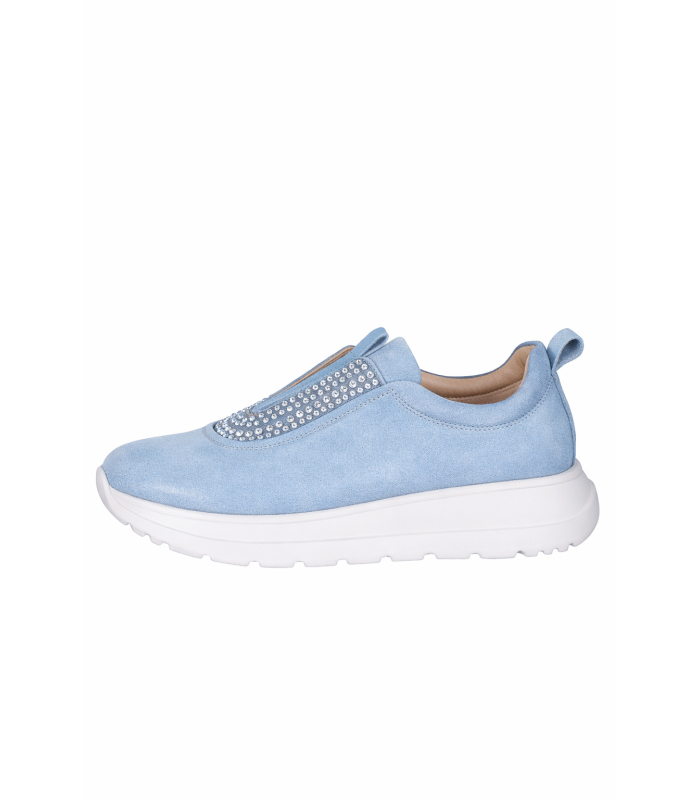  Blue slip-on sneakers with rhinestones on the sole unica 2534