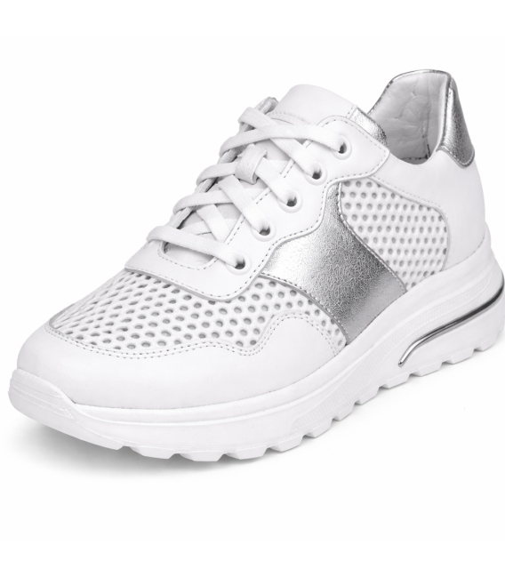Women's perforated comfortable white sneakers 055.948
