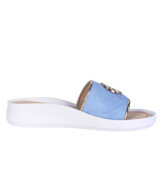 Pale blue sports slippers with FF print DSL7650