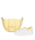 Discounted set white - yellow sneakers 936s2 + handbag Sofia
