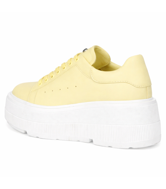 Leather yellow sneakers on maxi sole 2528