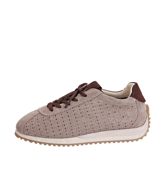 Women's beige comfortable perforated sneakers 186.8006