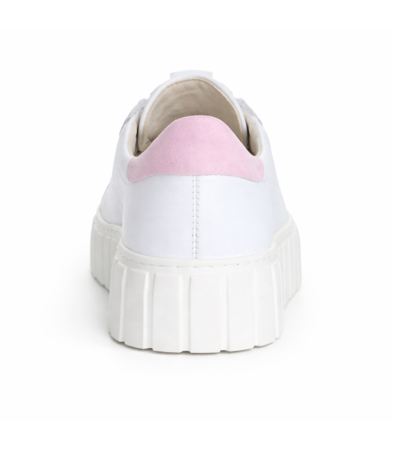 Discounted set of white sneakers with pink heel and ruffles on the tongue 8000+Sofia handbag