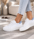Discounted set of white sneakers with a blue heel and pleats on the tongue 8000+Hana handbag