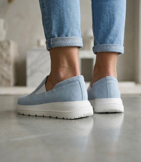 Discounted set of blue slip-on loafers DTE054+ SOFIA handbag