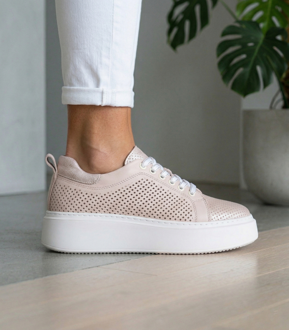 Women's beige-gold sneakers 2602