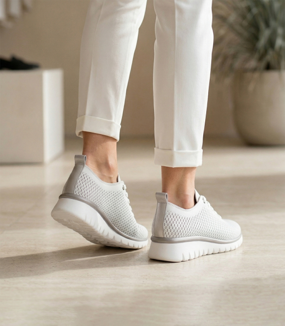 Women's perforated white sneakers 2765