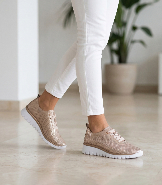 Women's perforated gold sneakers 2765