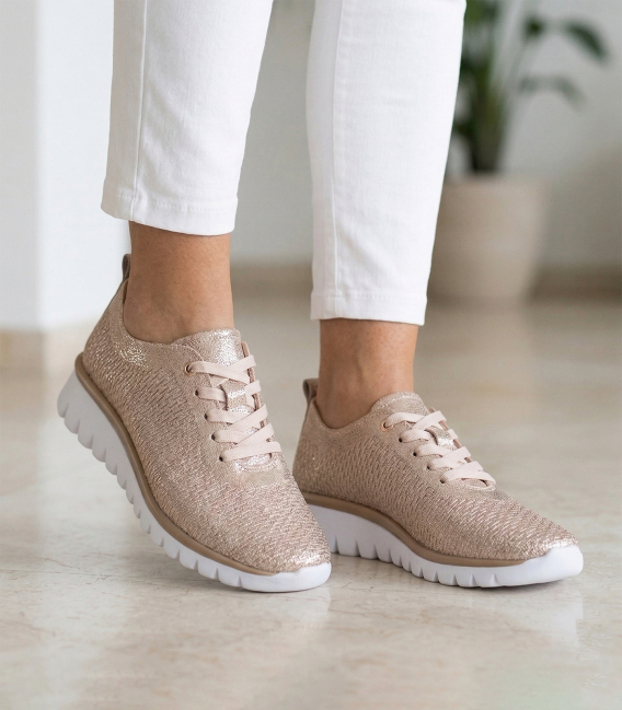 Women's perforated gold sneakers 2765