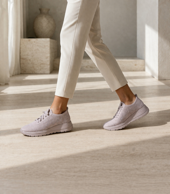 Beige perforated sneakers 2532