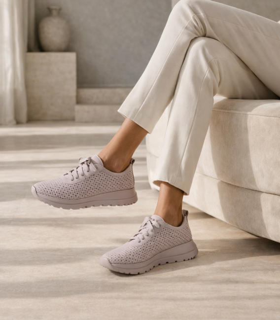 Beige perforated sneakers 2532