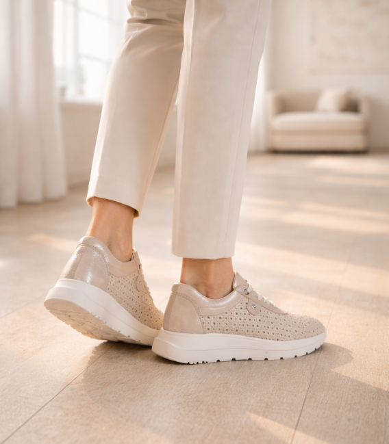 Women's perforated beige sneakers 2770