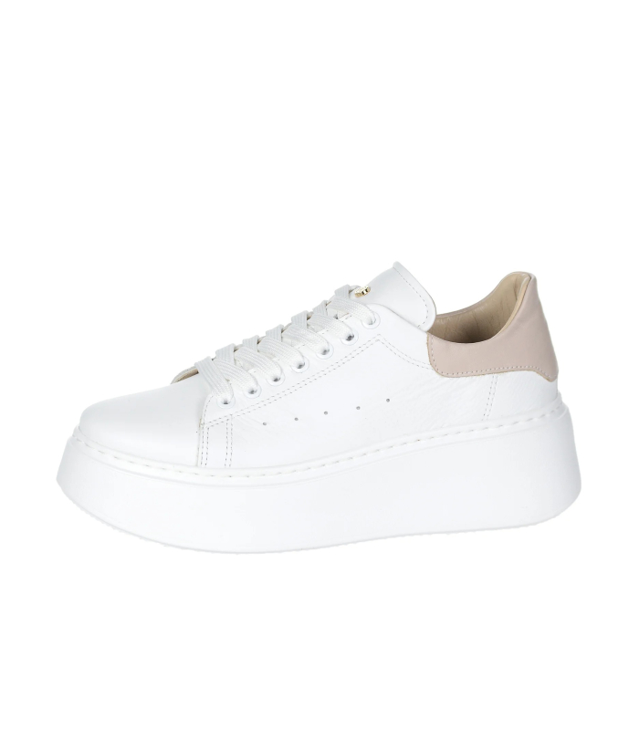 White sneakers with a beige heel n408s2
