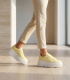 Leather yellow sneakers on maxi sole 2528