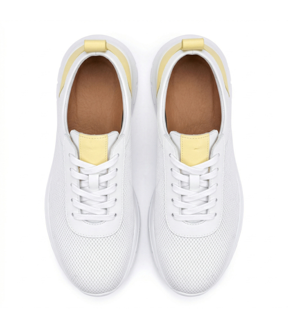 White sneakers with yellow detail 2531