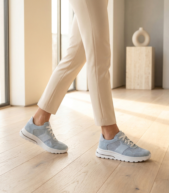 Women's perforated comfortable blue sneakers 055.948