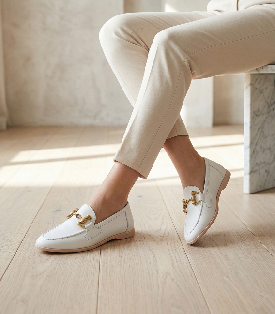 White low shoes with decoration 2201