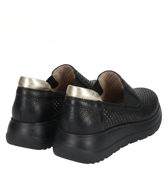 Black perforated slip-on loafers DTE054