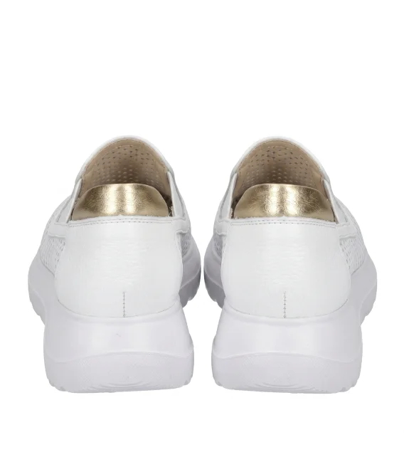 Discounted set white perforated slip-on loafers DTE054+Sofia handbag