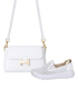 Discounted set white perforated slip-on loafers DTE054+Ivana handbag