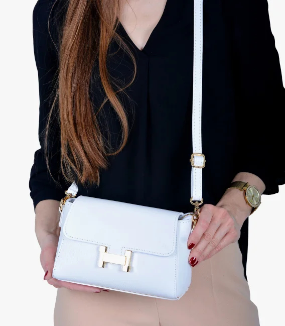 Discounted set white perforated slip-on loafers DTE054+Ivana handbag