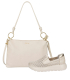 Discounted set beige perforated slip-on loafers DTE054+Karin handbag