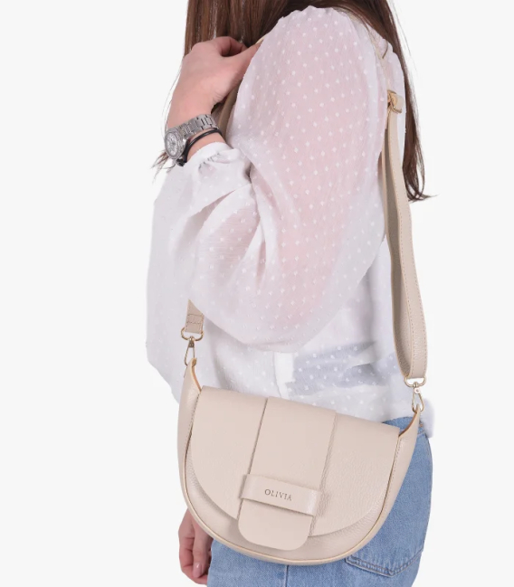 Discounted set beige perforated slip-on loafers DTE054+Sofia handbag