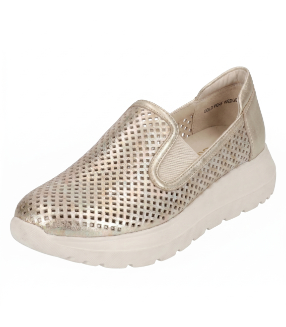Gold perforated slip-on loafers DTE054