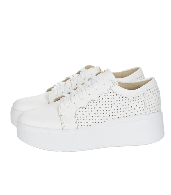 White perforated sneakers with logo OL 2493