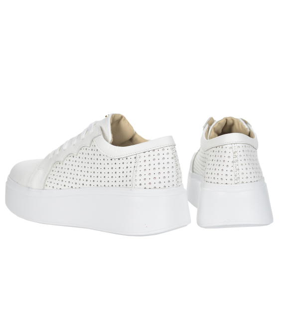 White perforated sneakers with logo OL 2493