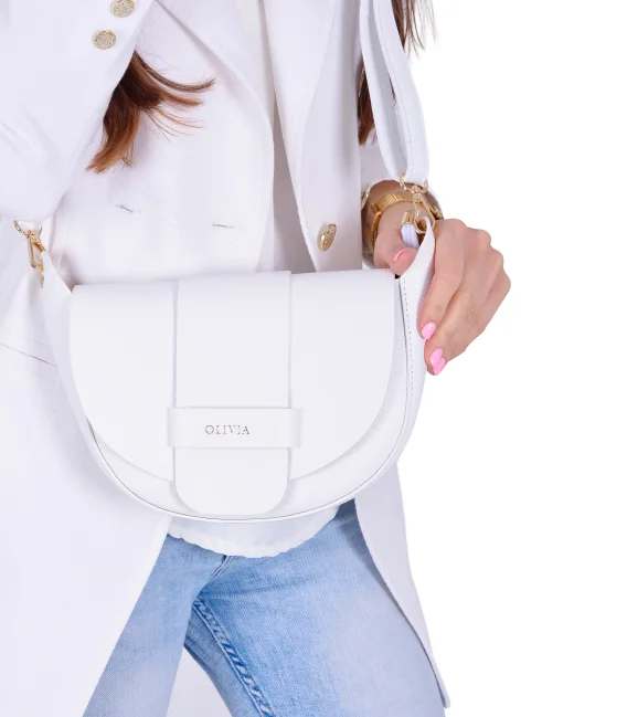 Discounted set of white perforated sneakers with OL logo 2493 + Sofia handbag