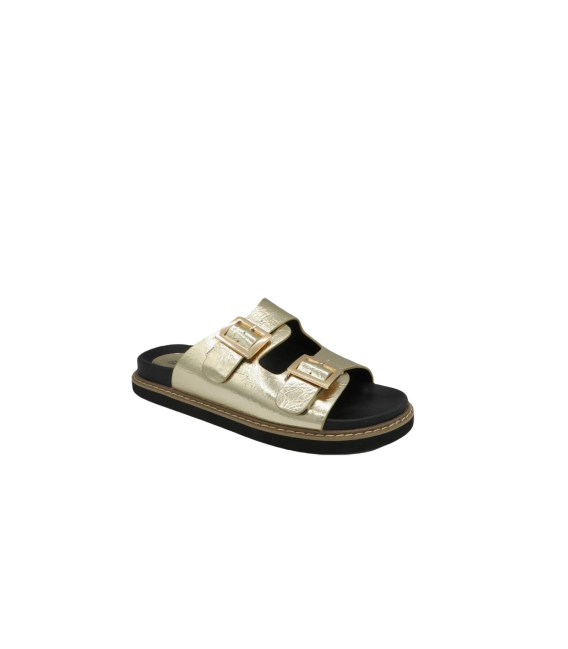  Women's gold flip-flops