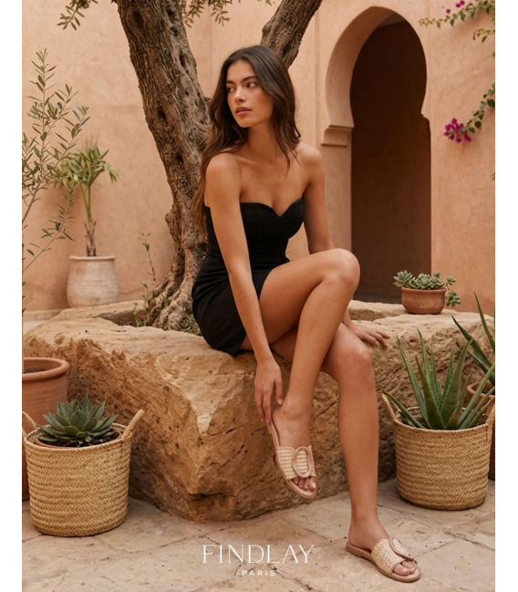 Women's elegant beige slippers