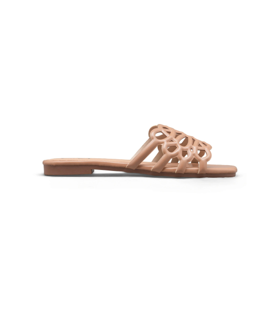 Women's beige summer elegant flip-flops